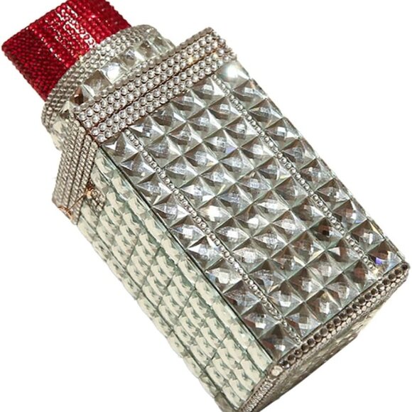 Chic Acrylic Lipstick Clutch with Rhinestones - Perfect for Parties & Weddings - Picture 4 of 6